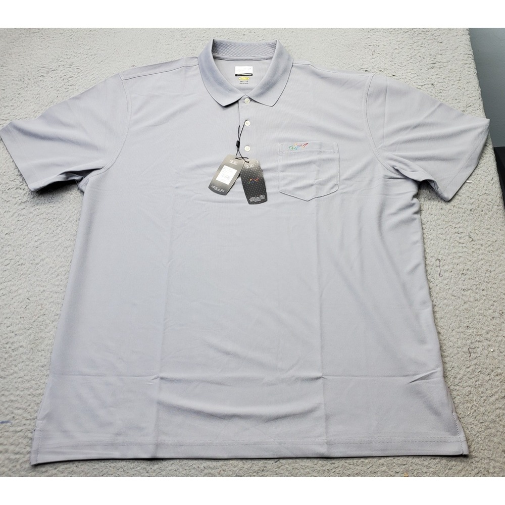 Greg Norman Golf Polo Shirt Men XXL Gray Play Dry Performance Side Slit Collared